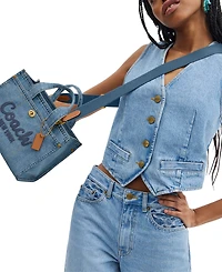 Coach Cargo Medium Denim Tote Bag 26