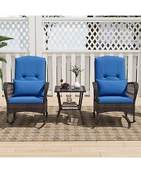Gouun 3 Pieces Rocking Bistro Set with 2-Tier Table