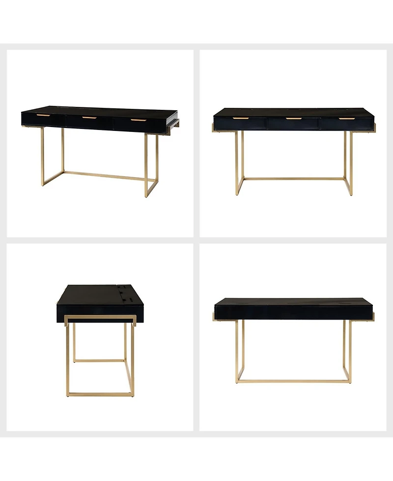 Guillen Modern Desk Swith Built Outlet with 3 Drawer