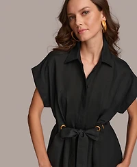 Donna Karan New York Women's Grommet-Trim Belted Midi Dress