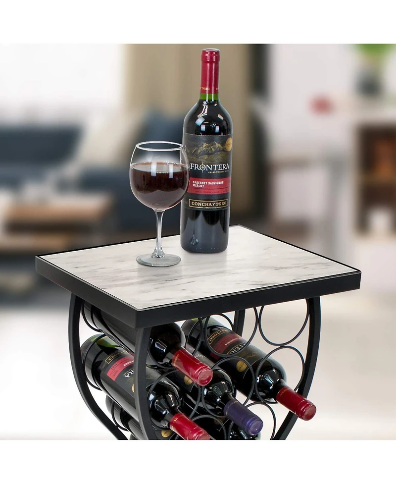 Sorbus Wine Rack Table - Stylish Storage for 11 Bottles with Faux Marble Top & Conversation-Starting Design (Marble White)