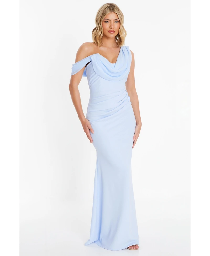 Quiz Women's Scuba Crepe Chiffon Drape Maxi Dress