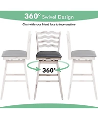 Gouun 360° Swivel Bar Stools with Rubber Wood Frame and Ergonomic Backrest and Footrest-29 inches