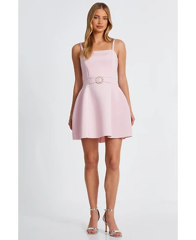 Quiz Women's Bonded Scuba Pearl Buckle Mini Dress