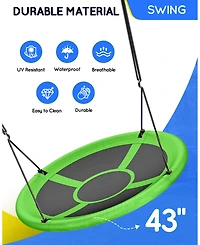 Everyfun 43" Saucer Tree Swing for Kids Adult, Waterproof Flying with Adjustable Hanging Straps, Seats Backyard Outdoor Indoor