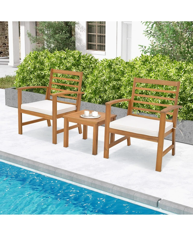Gouun 3 Pieces Outdoor Furniture Set with Soft Seat Cushions