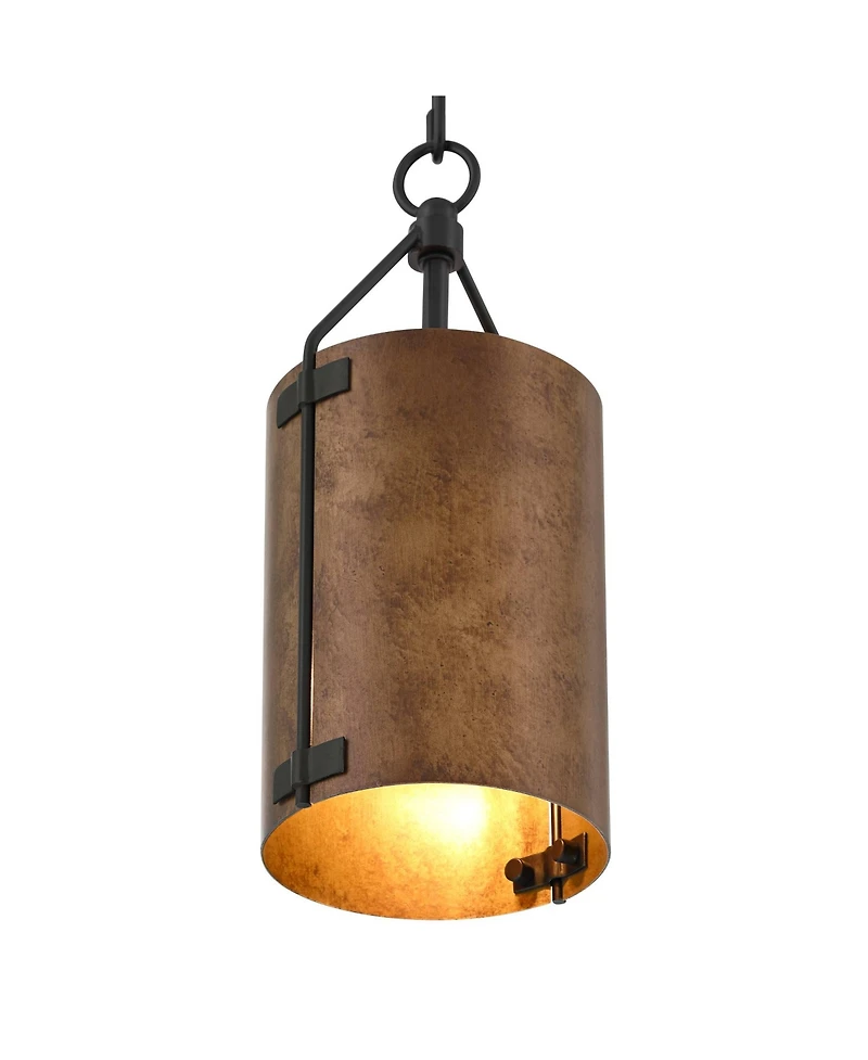 Possini Euro Design Julian 6" Farmhouse Rustic Industrial Pendant Ceiling Light Fixture Dining Room Over Table Kitchen Island Foyer Drum Hanging Black