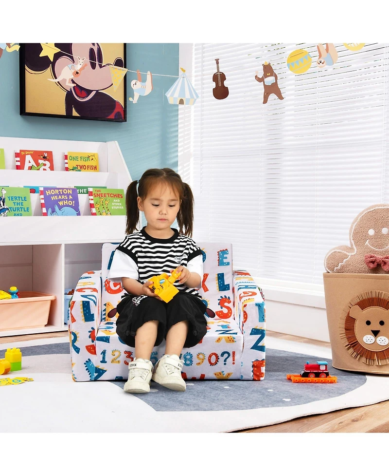 Gouun 2-in-1 Convertible Kids Sofa with Velvet Fabric