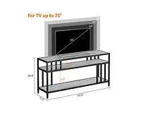 gaomon 65" Tv Stand for Tv up to 75 Inches, Entertainment Center with Open Storage Shelves, Tv Media Console Table with Quadruple-Tube Support for Liv