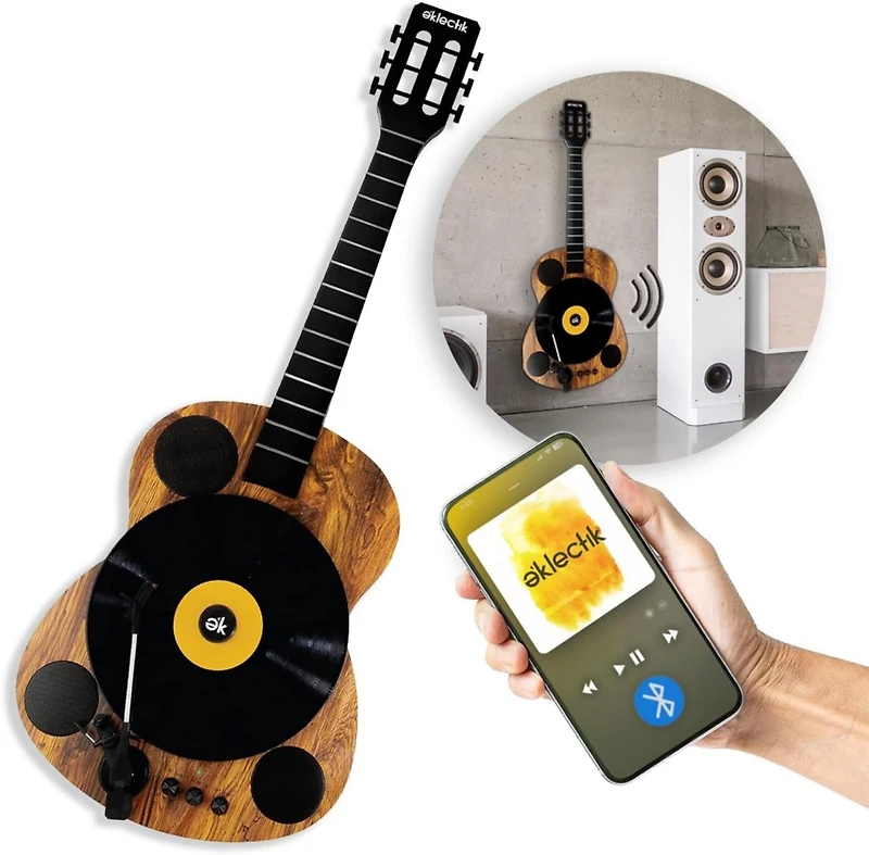 Wall-Mount Record Player, Bluetooth Amplifier w/ 3-Speed Turntable
