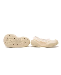 Komuello Baby Girls First Walk Sock Shoes Flat - Sweet Latte Lace