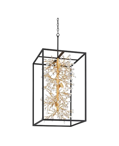 Possini Euro Design Carrine 20" Modern Pendant Chandelier Ceiling Light Fixture Dining Room Over Table 6-Light Black Gold Finish
