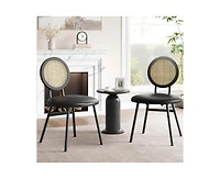 Dining Chairs Set of 2, Kitchen Chairs with Thicken Upholstered, Modern Black Dining Room Chairs Set of 2, Space Saving Dining Chairs with Metal Legs