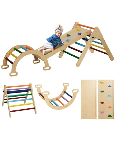 Qaba 5 in 1 Pikler Triangle Set for 18-48 Months, Multicolor