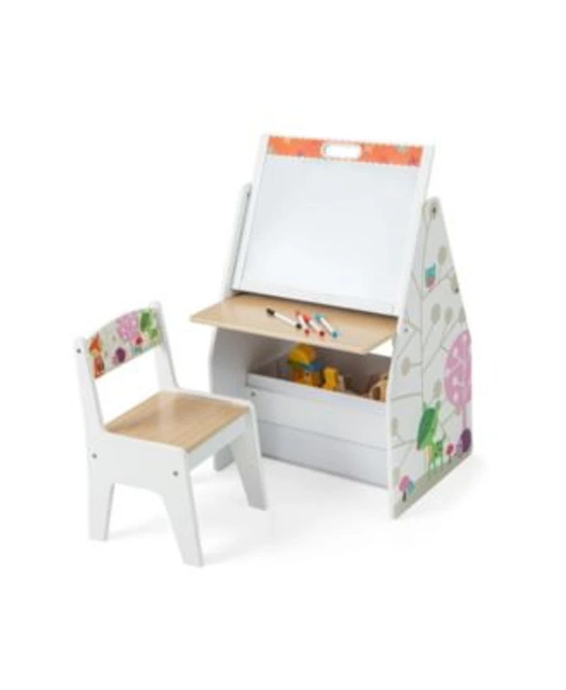 Gouun 3 In 1 Kids Easel Play Station Convertible With Chair Storage Bins