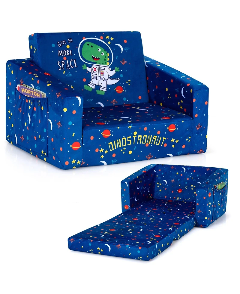 Gouun 2-in-1 Convertible Kids Sofa with Velvet Fabric