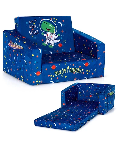 Gouun 2-in-1 Convertible Kids Sofa with Velvet Fabric