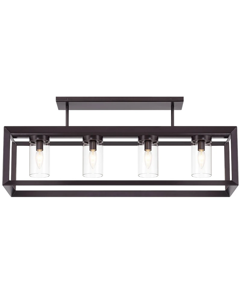 Franklin Iron Works Ketler 34 3/4" Modern Semi Flush-Mount Ceiling Light Fixture Kitchen Linear 4-Light Brown Oiled Bronze Finish