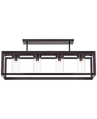 Franklin Iron Works Ketler 34 3/4" Modern Semi Flush-Mount Ceiling Light Fixture Kitchen Linear 4-Light Brown Oiled Bronze Finish
