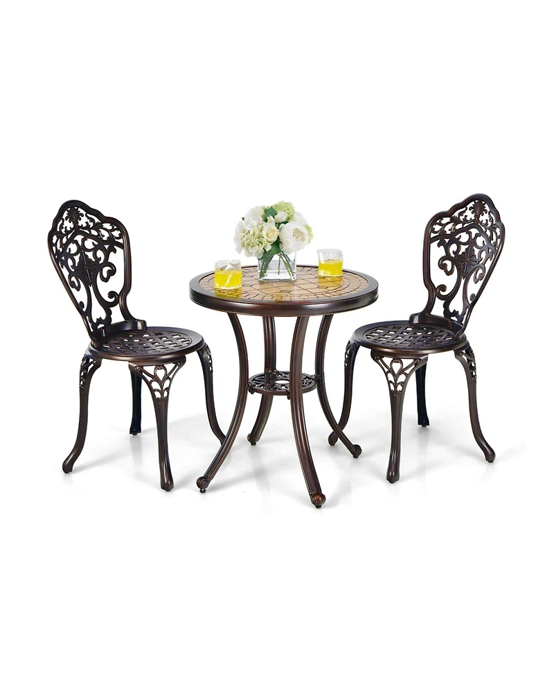 Gouun 3-Piece All-Weather Cast Aluminum Patio Bistro Set