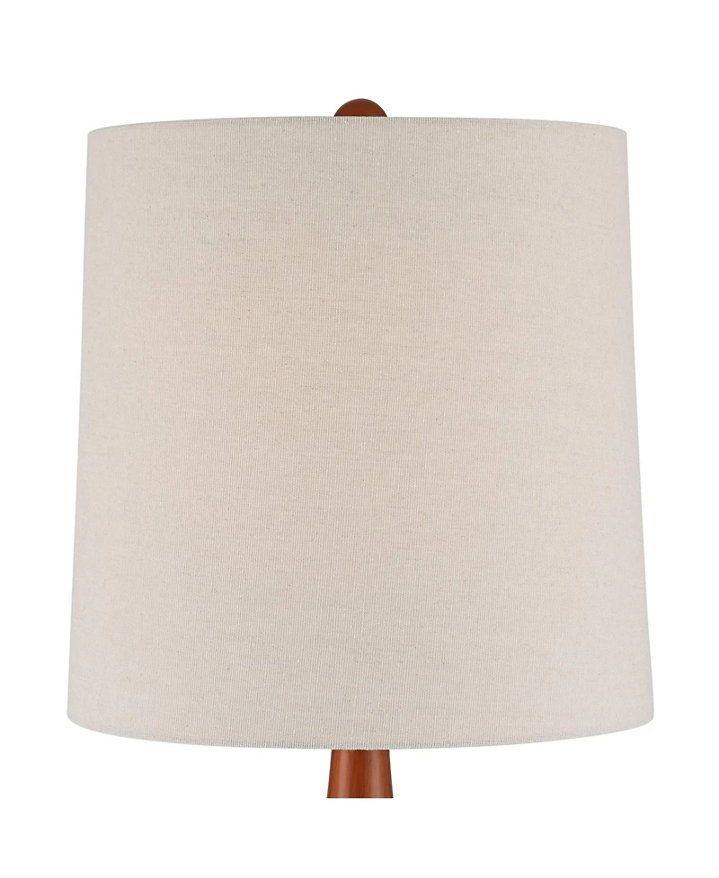 360 Lighting Andi 25" High Mid Century Modern Coastal Table Lamp Blue Green Ceramic Wood Single Fabric White Shade Living Room Bedroom Bedside Nightst