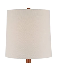 360 Lighting Andi 25" High Mid Century Modern Coastal Table Lamp Blue Green Ceramic Wood Single Fabric White Shade Living Room Bedroom Bedside Nightst