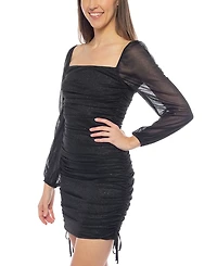 Jump Juniors' Glitter Ruched Mesh Mini Bodycon Dress