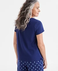 Charter Club Women's Solid V-Neck Short-Sleeve Sleepwear Top