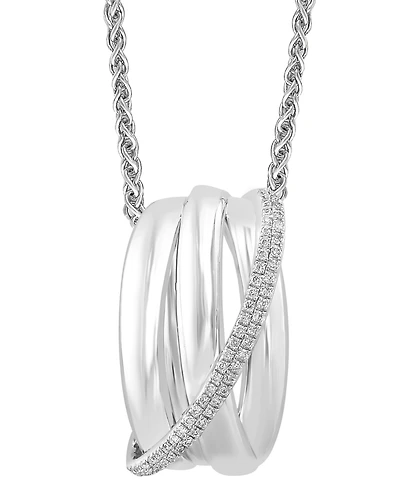 Effy Diamond Coil Crossover 18" Pendant Necklace (1/4 ct. t.w.) in Sterling Silver