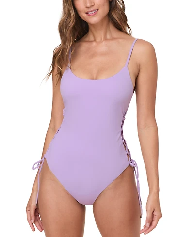 Women's Elba Side-Lace-Up Lingerie Strap Scoop Neck One-Piece Swimsuit