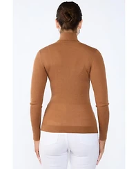 Jennie Liu Women's Tissue Weight Cashmere Silk Rib-knit Turtleneck Sweater