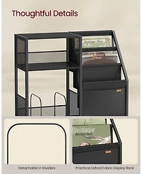 Slickblue 3-Tier Record Player Stand with Vinyl Storage for 140 Albums, End Table Living Room or Bedroom