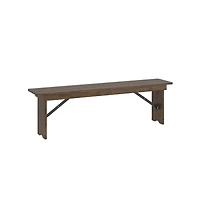 Merrick Lane Tinsley 60" X 12" Solid Pine Folding Farmhouse Style Bench, Rustic Pinewood Folding Dining Bench With Locking Legs