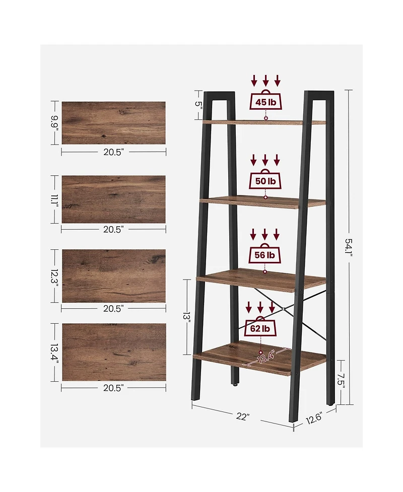 Slickblue 4-Tier Bookshelf Storage Rack, Shelves for Bathroom and Living Room Organization