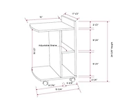 Kings Brand Furniture - Farrell Snack Side End Table with Storage Shelves and Wheels, Chocolate