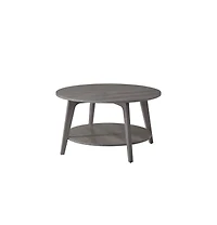 2-Tier Round Coffee Table with Open Storage Shelf for Living Room