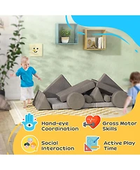 Qaba Kids Foam Climbing Blocks, 12 Pieces Climbing Toys for Toddlers