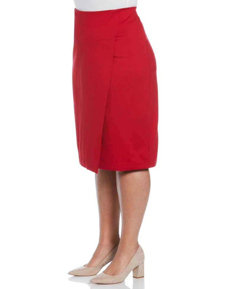 Rafaella Plus Ponte Asymmetrical Wrap Skirt