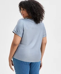 I.n.c. International Concepts Plus Metallic Foiled T-Shirt, Exclusively at Macy's
