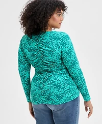 I.n.c. International Concepts Plus Ruched Front Knit Top, Exclusively at Macy's