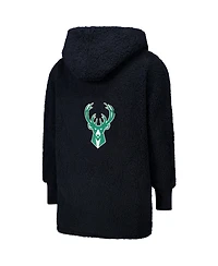 Jill Martin Men's and Women's The Best Lounger World Black Milwaukee Bucks Oversized Open-Front Hoodie Sweater