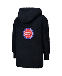 Jill Martin Men's and Women's The Best Lounger In The World Black Detroit Pistons Oversized Open-Front Hoodie Sweater