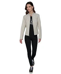 Karl Lagerfeld Paris Women's Fitted Mock-Neck Faux-Leather Jacket