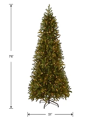 National Tree Company 7.5' "Feel Real" Jersey Fraser Slim Fir Hinged Tree with 800 Clear Lights