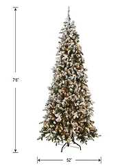 National Tree Company 7.5' Feel-Real Snowy Everest Fir Medium Hinged Christmas Tree with 450 Clear Lights