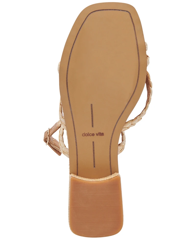 Dolce Vita Women's Brinn Ankle-Strap Strappy Whipstitch Block-Heel Sandals