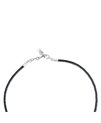 American West Jewelry Sterling Silver Braided Black Genuine Leather Beaded Necklace 20 to 22 Inches