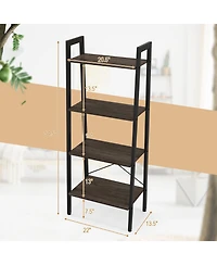 Gouun 4-Tier Bookshelf with Metal Frame and Adjustable Foot Pads