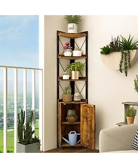 Gouun Tall Corner Storage Cabinet with 3-Tier Shelf and Enclosed Cabinet