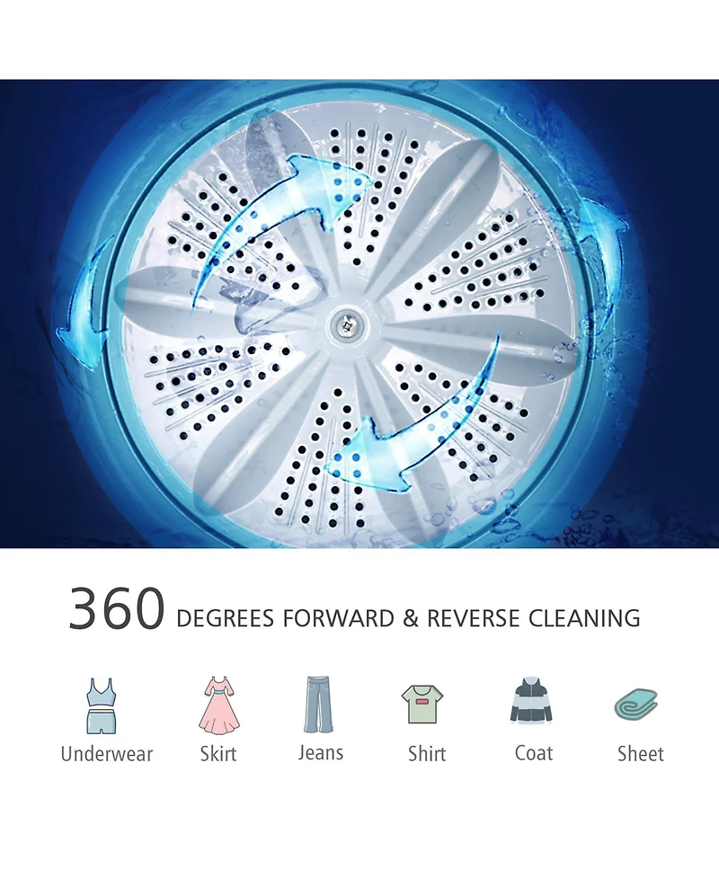 Gouun 7.7 lbs Full-Automatic Washing Machine with Washer & Spinner, Germicidal Function